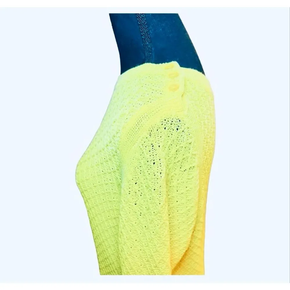 Talbots Yellow Open-Knit Crewneck Sweater | Coastal Spring Layer